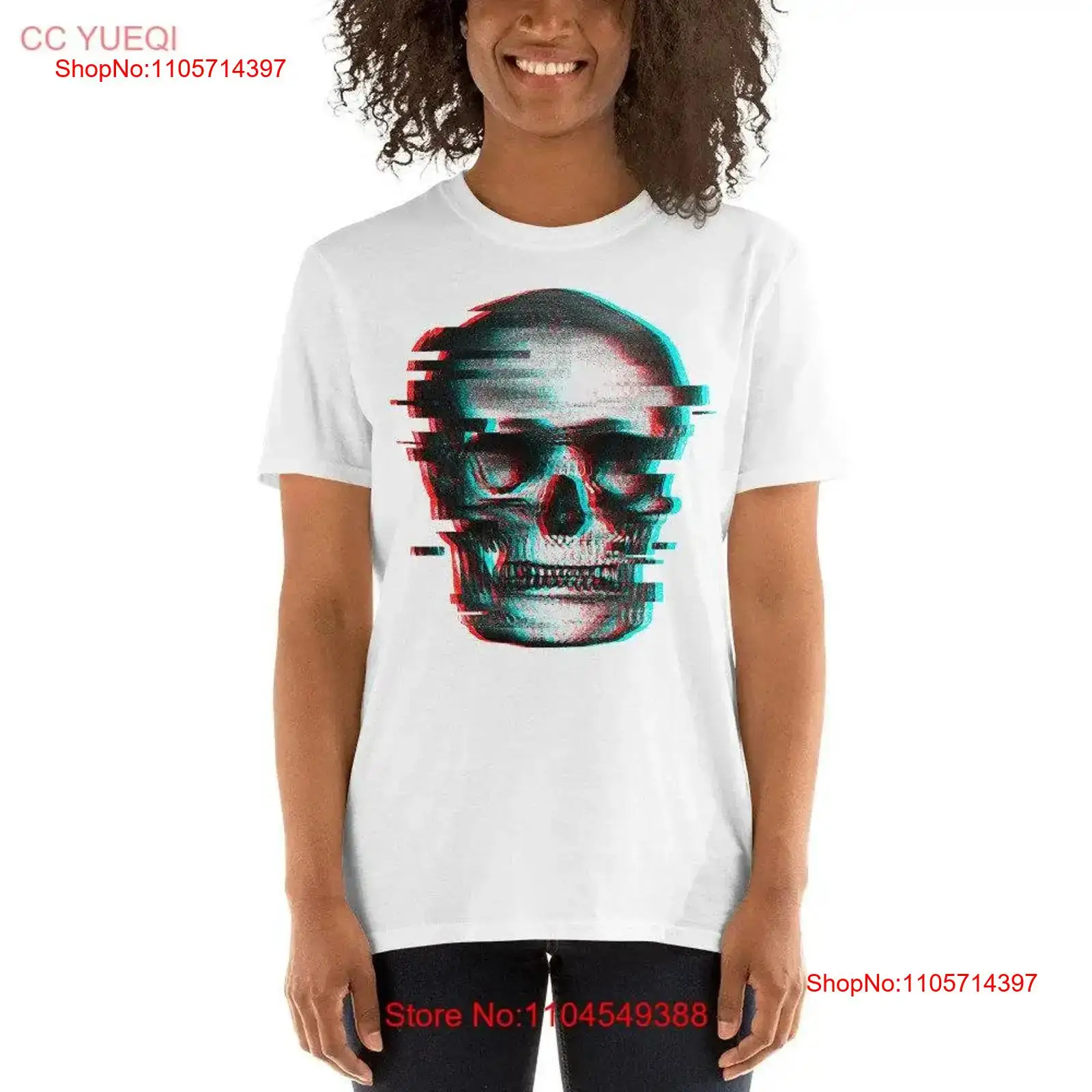 3D Printing X Ray - T-shirt retrò con teschio effetto glitch,