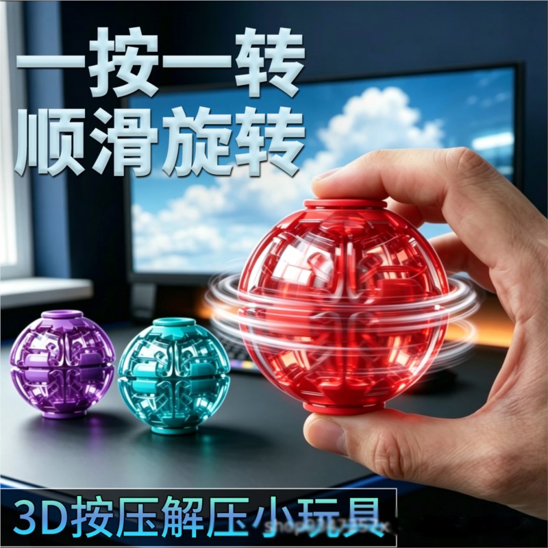 3D Printing Drawing - Palla Antistress Liscia e Girevole, Design