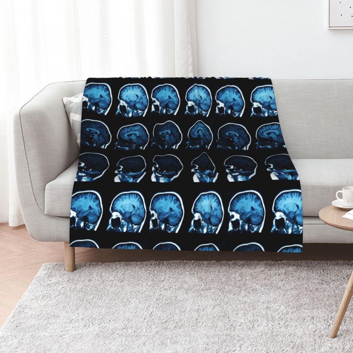 3D Printing X Ray - Coperta per divano con stampa Brain