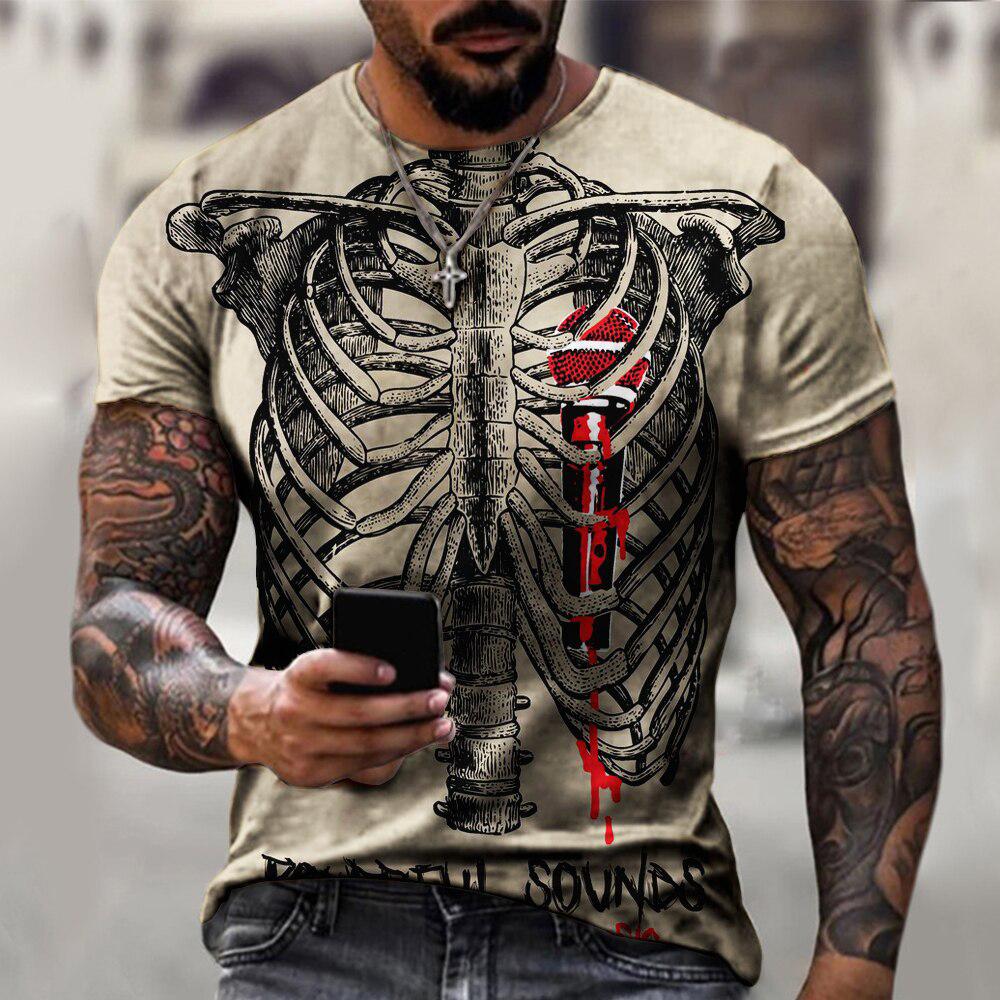 3D Printing X Ray - T-shirt casual gotica da uomo con