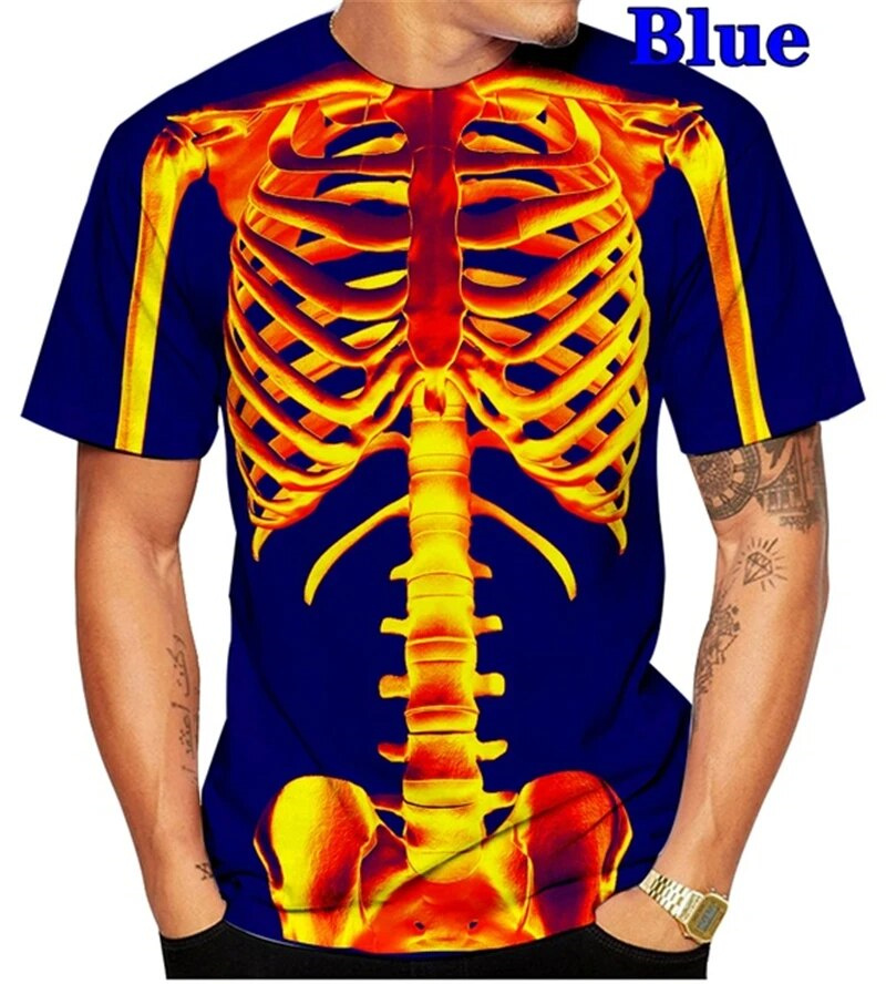 3D Printing X Ray - Maglietta con grafica scheletro teschio Horror