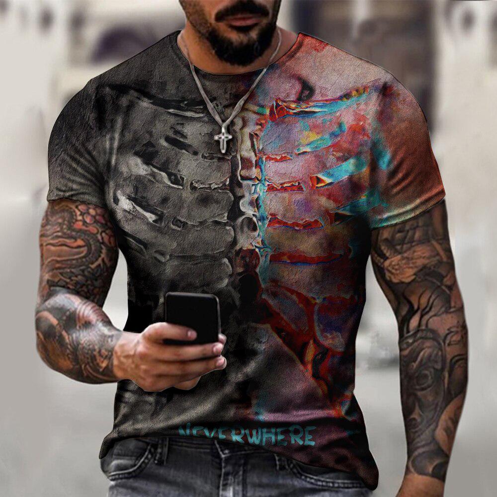 T-shirt casual gotica da uomo  - 3D Printing X Ray recensione e prezzo